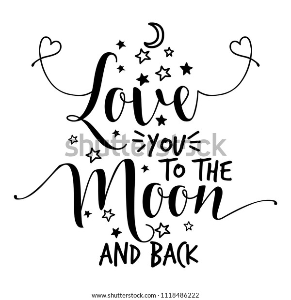 Love You Moon Back Lovely Concept Stock Vector Royalty Free