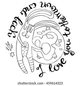 I love you to the moon and back. Original card with cute bunny.