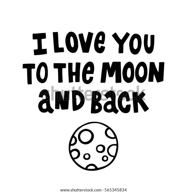 Love You Moon Back Quote Handdrawing Stock Vector Royalty Free