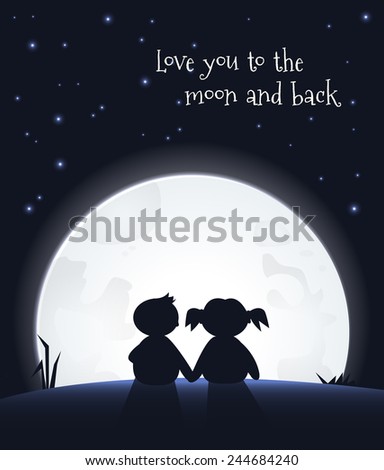 Love You Moon Back Love You Moon Romantic Quote Romantic Stock