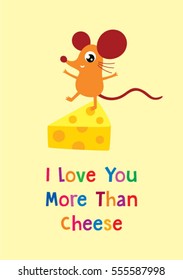 i love you more than cheese cute rat card