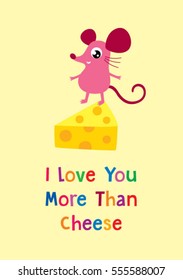 i love you more than cheese cute rat card