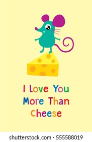 i love you more than cheese cute rat card