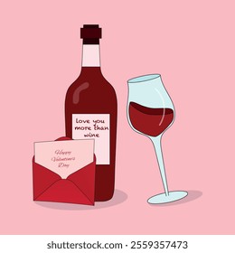 Love you more than wine happy valentines day two glasses of wine	
