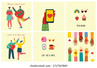 Love you so much. Valentine hand drawn doodle pre made logo in cartoon style and flat design.