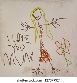 I LOVE YOU MUM / Children's drawing of mother