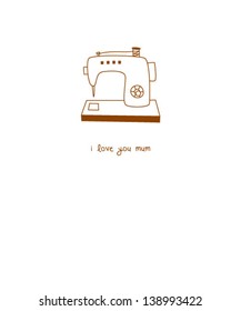 i love you mum sewing machine card