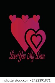 Love you my dear happy valentine template vector design 