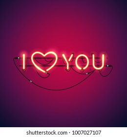 I love you neon sign makes it quick and easy to customize your romance holiday projects. Each of object is named and placed in a symbol panel. Used neon vector brushes included.