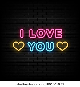 I love you neon sign, neon text style