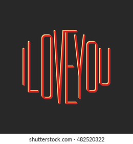 I love you note lettering, print t-shirt inscription graphic design element