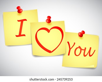 I love you notes pinned to white wall