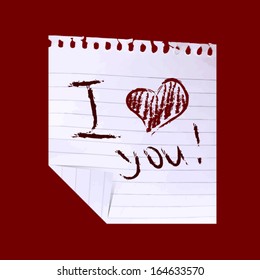 I love you on a piece. Vector