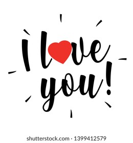 I love you on white background