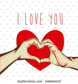 i love you over dotted background vector illustration 