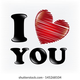 i love you over white background vector illustration