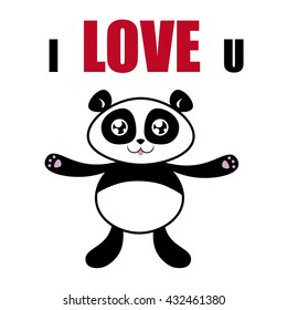 Love You Panda Hugs On White Stock Vector (Royalty Free) 432461380 ...