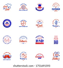 Love You Papa Card Design for Happy Fathers Day Typography Collection 16 Blue and red Design. Editable Vector Design Elements