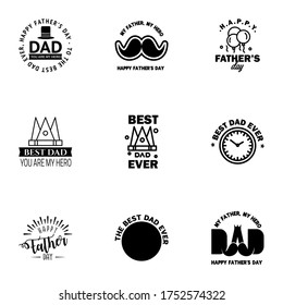 Love You Papa Card Design for Happy Fathers Day Typography Collection 9 Black Design.  Editable Vector Design Elements