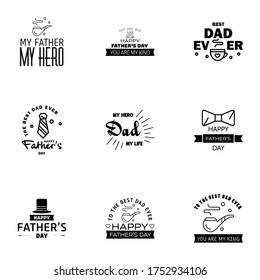 Love You Papa Card Design for Happy Fathers Day Typography Collection 9 Black Design.  Editable Vector Design Elements