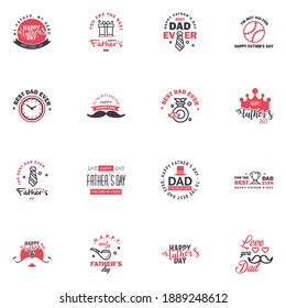 Love You Papa Card Design for Happy Fathers Day Typography Collection 16 Black and Pink Design. Editable Vector Design Elements