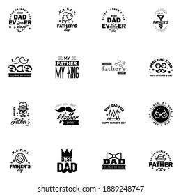 Love You Papa Card Design for Happy Fathers Day Typography Collection 16 Black Design.  Editable Vector Design Elements