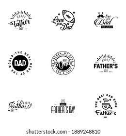 Love You Papa Card Design for Happy Fathers Day Typography Collection 9 Black Design.  Editable Vector Design Elements