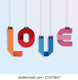i love you paper with clip vecrot
