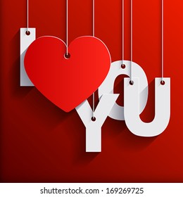 I LOVE YOU - Paper Origami background or card. Vector illustration.