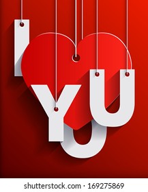 I LOVE YOU - Paper Origami background or card. Vector illustration.