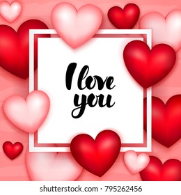 I Love You Paper. Vector Illustration of Valentine Day Greeting Card.