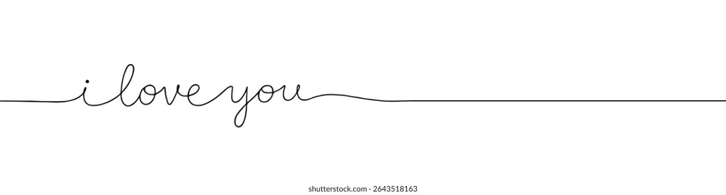 I love you phrase continuous one line drawing with word. Minimalistic drawing of phrase illustration.