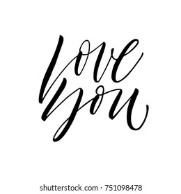 Love You Phrase Romantic Lettering Ink Stock Vector (Royalty Free ...