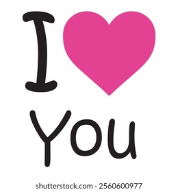 I love you with pink heart.
