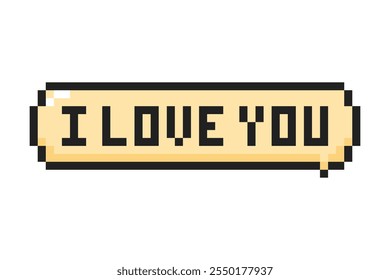 I love you pixel lettering, Valentine's Day 8-bit.