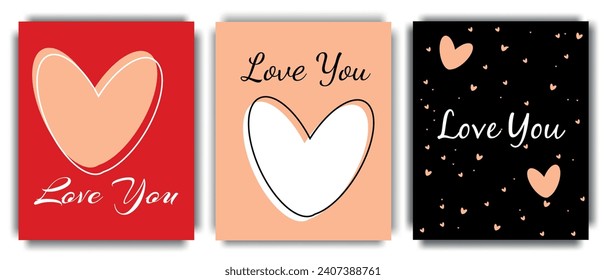 I love you posters. Vector greeting card template for Valentine's Day, birthday, wedding. "I love you" concept