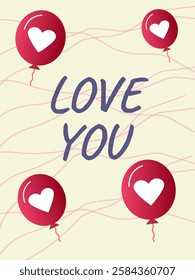 I love you print on a bag of balloons
Vector print background love you