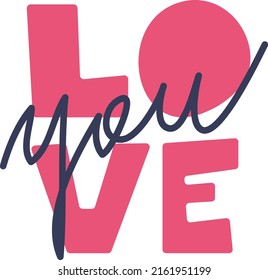 Love you. Print for textile, fabric, stationery, clothes, t-shirt, Web, cards, massage and other designs.