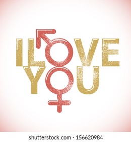 I love you print vector background