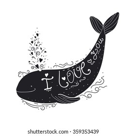 I love you quote cartoon whale