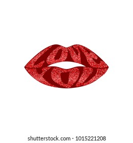 Love you quote in form of lips with glitter effect