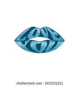 Love you quote in form of lips with glitter effect