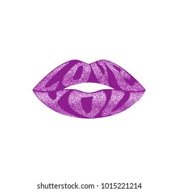 Love you quote in form of lips with glitter effect