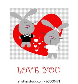 Love you rabbit, bunny, Valentine