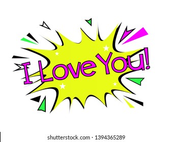 i love you, ramadan or muslim event sign with cloud or bubble pop art comic style