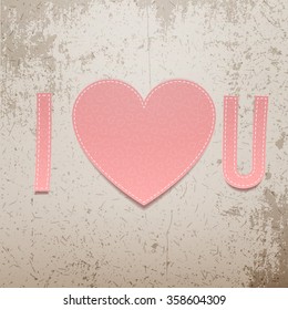 I love You. Realistic Valentines Day paper Sign