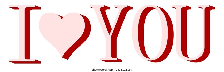 I love you, red 3d text isolated on the white