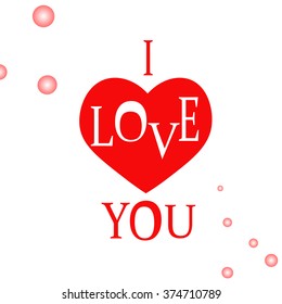 I love you Red heart on a white background with the inscription "I love you"