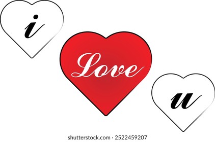 Te amo con corazón rojo, forma romántica, Formas de corazón