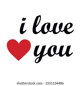 I love you, red heart, vector illustration